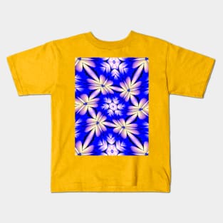 Blue and White Flower Pattern Kids T-Shirt